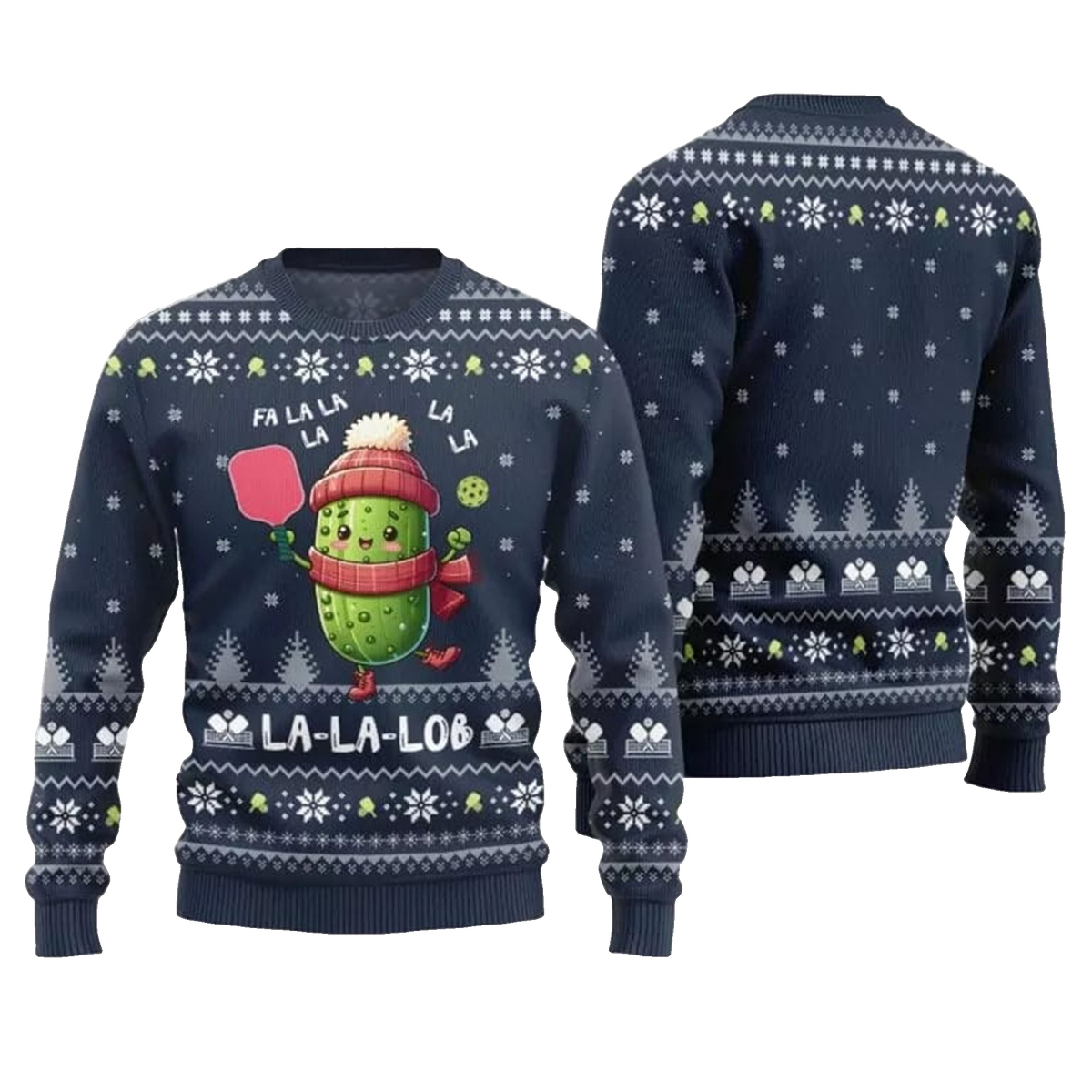 2026 Christmas Fa La Lob Pickleball Ugly Sweater - Moonbestprint