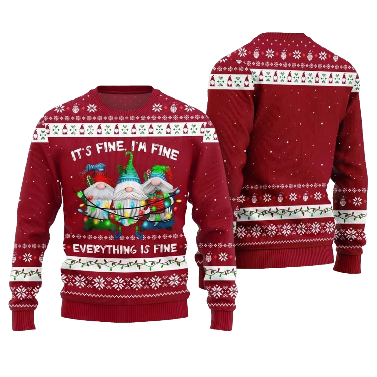 2026 Christmas Everything Is Fine Gnome Ugly Sweater - Moonbestprint