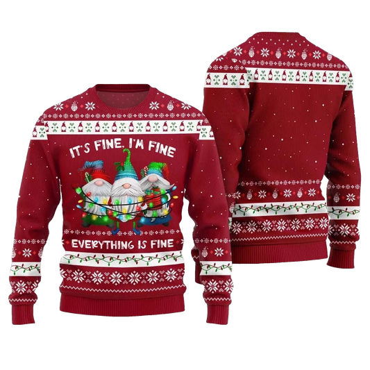2026 Christmas Everything Is Fine Gnome Ugly Sweater - Moonbestprint