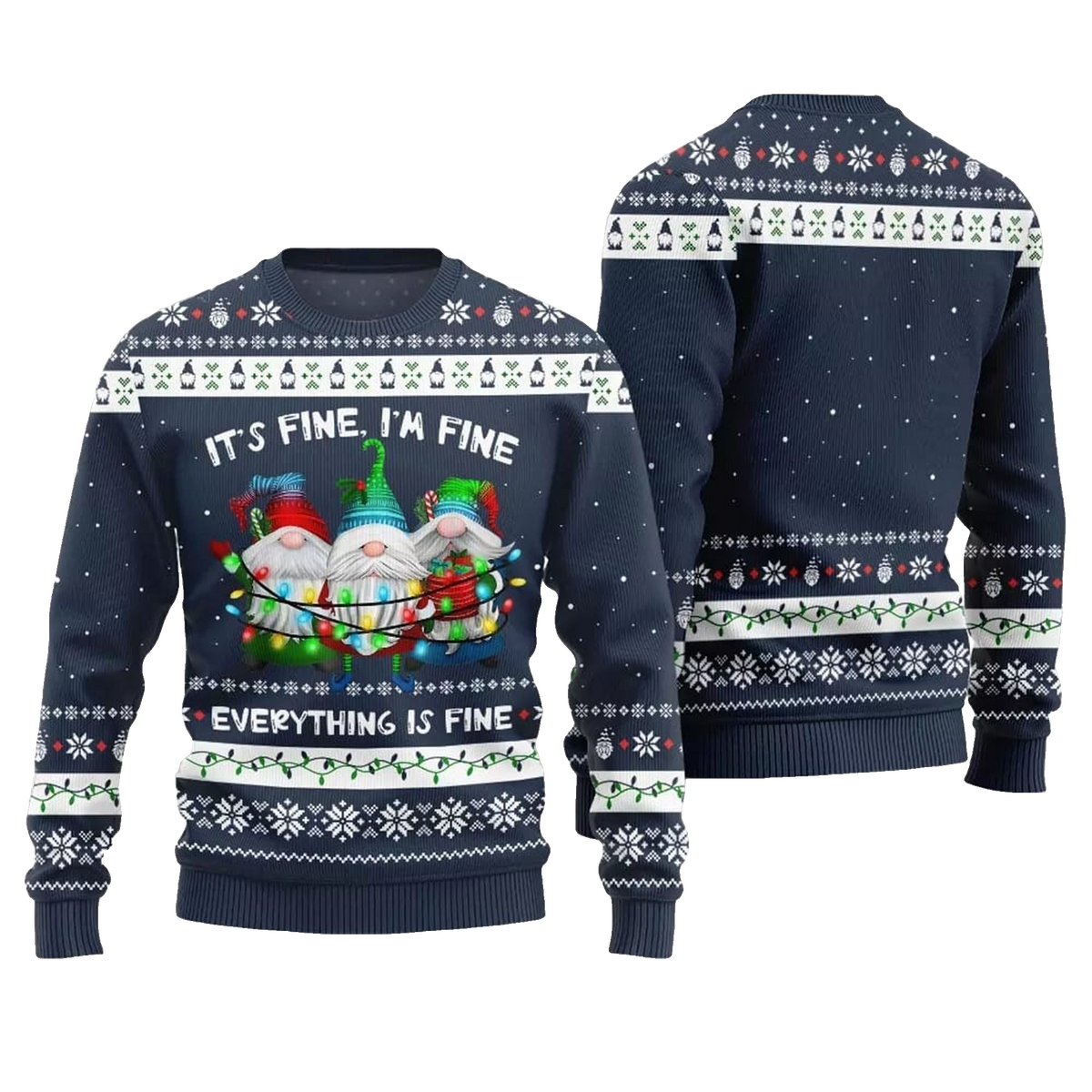 2026 Christmas Everything Is Fine Gnome Ugly Sweater - Moonbestprint