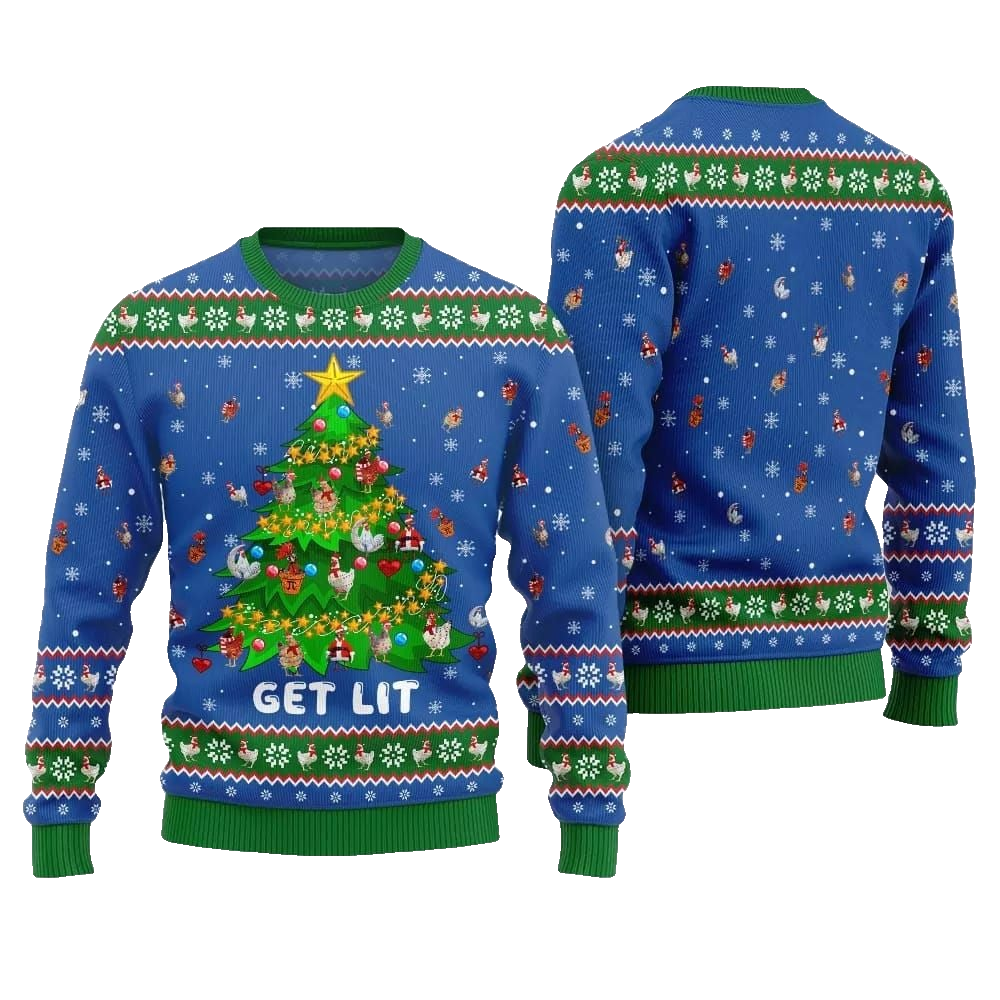 2026 Christmas Epic Chicken Ornament On Christmas Tree Ugly Christmas Sweater - Moonbestprint