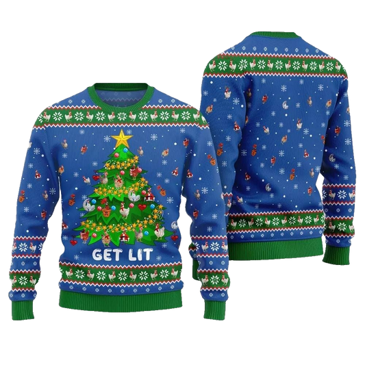 2026 Christmas Epic Chicken Ornament On Christmas Tree Ugly Christmas Sweater - Moonbestprint