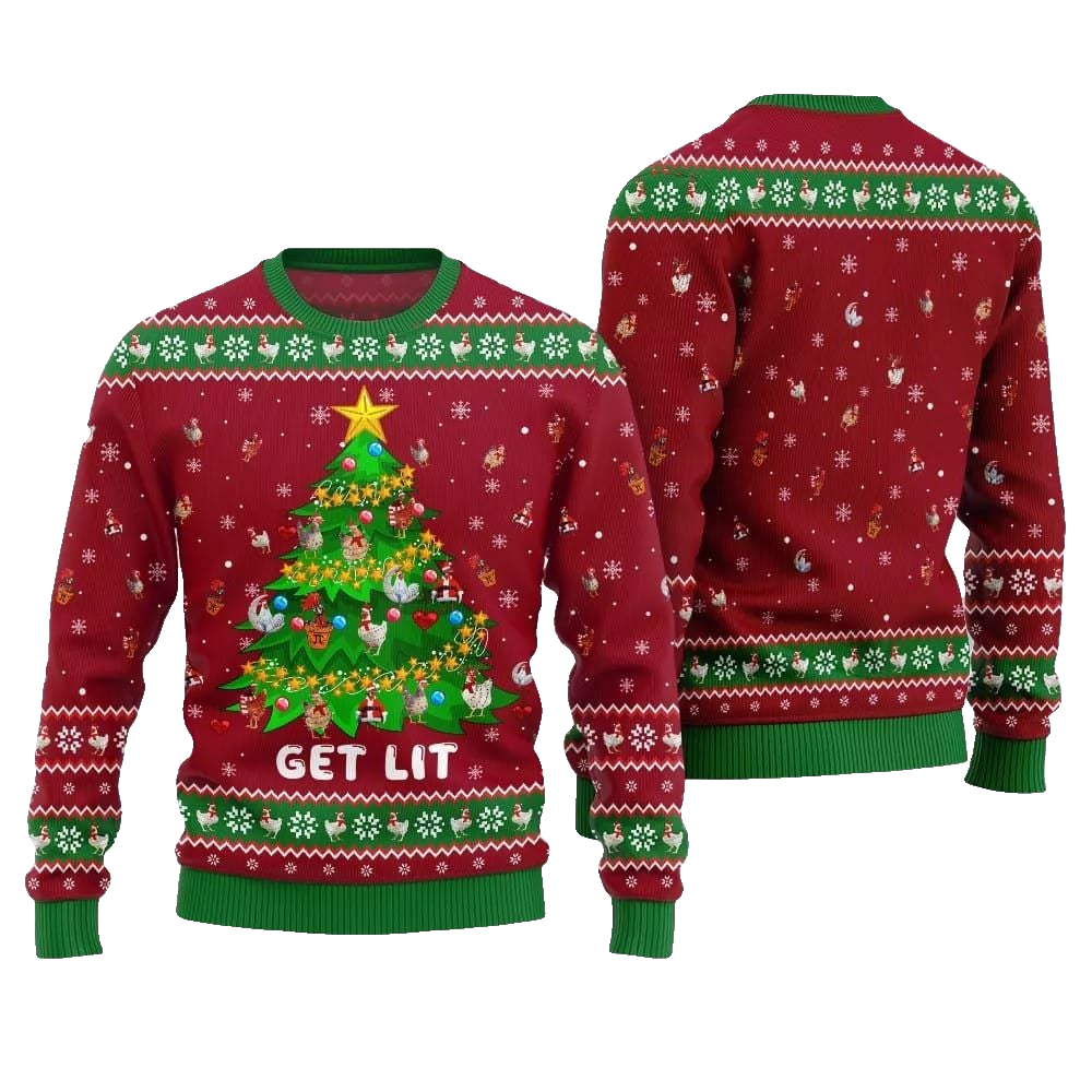 2026 Christmas Epic Chicken Ornament On Christmas Tree Ugly Christmas Sweater - Moonbestprint