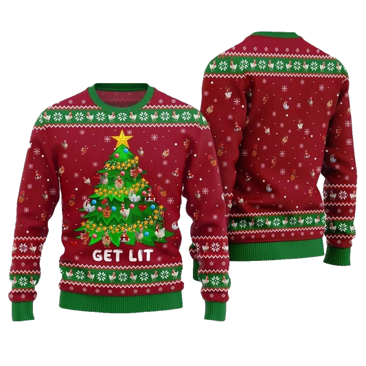 2026 Christmas Epic Chicken Ornament On Christmas Tree Ugly Christmas Sweater - Moonbestprint