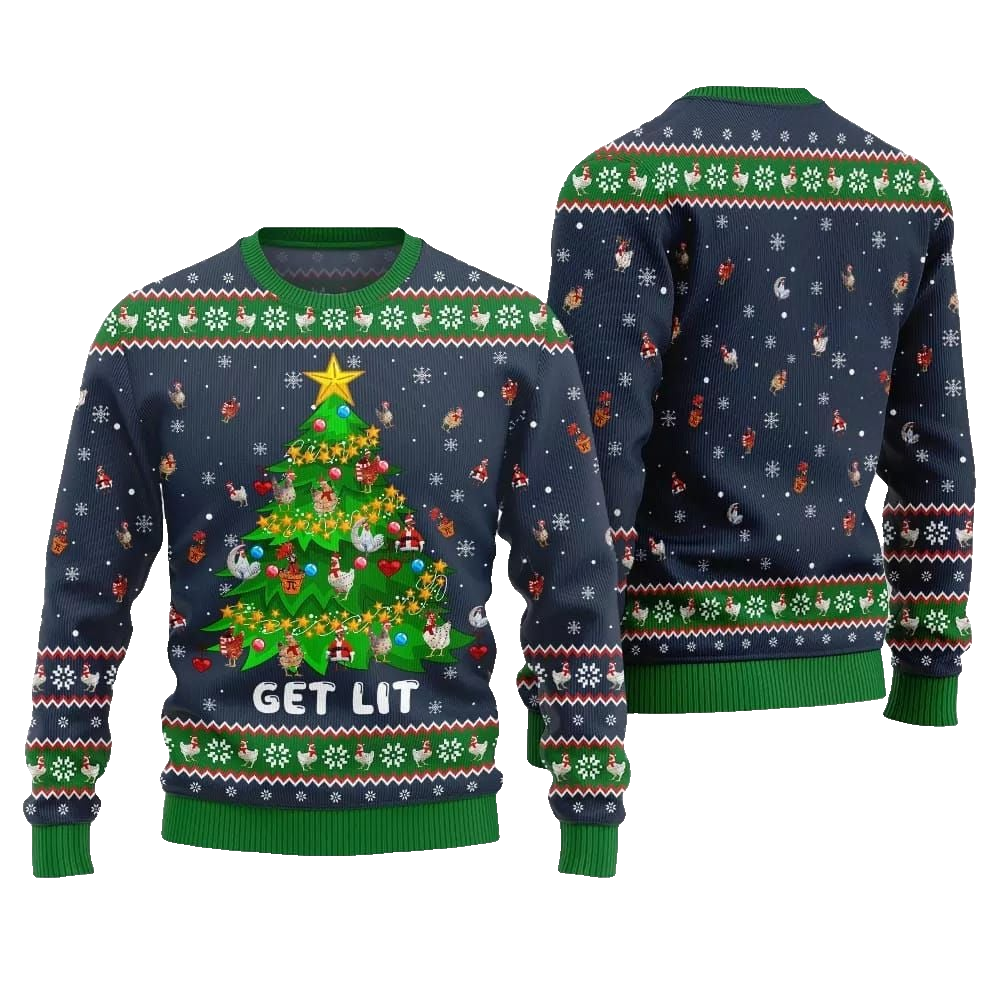 2026 Christmas Epic Chicken Ornament On Christmas Tree Ugly Christmas Sweater - Moonbestprint