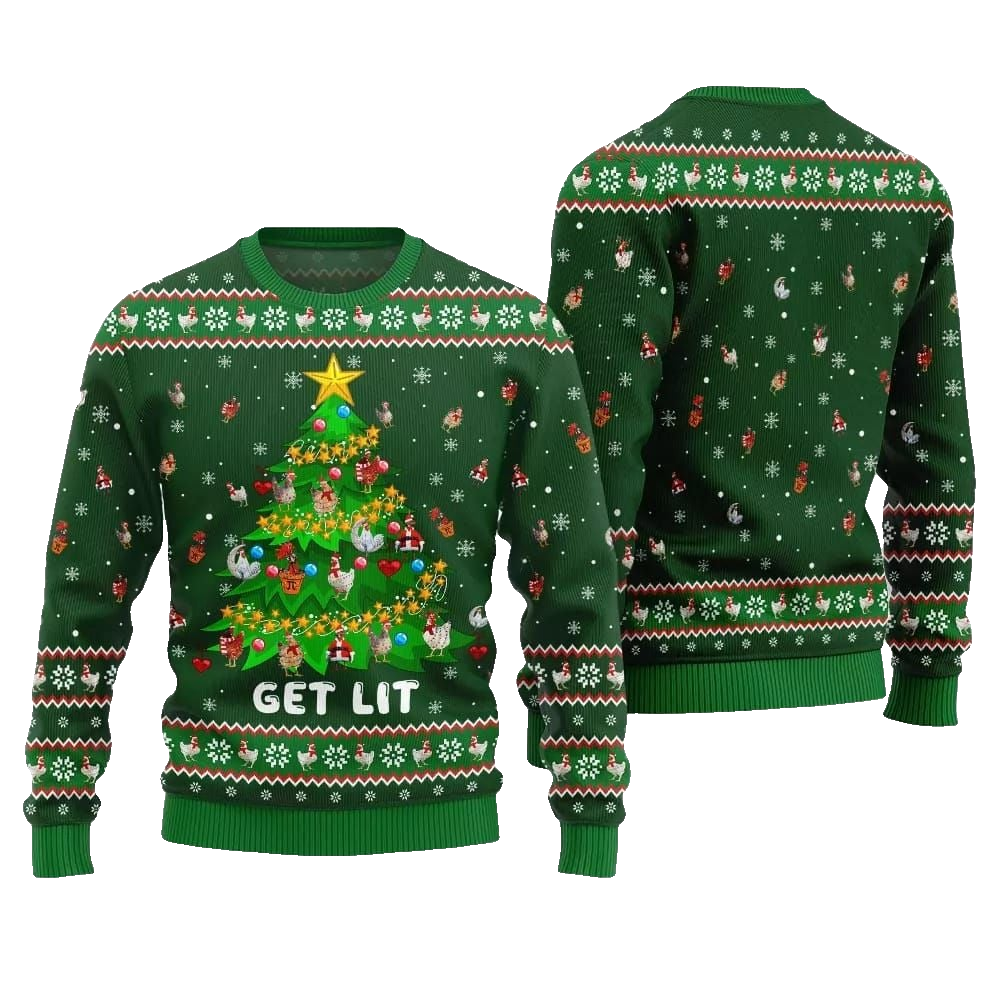 2026 Christmas Epic Chicken Ornament On Christmas Tree Ugly Christmas Sweater - Moonbestprint