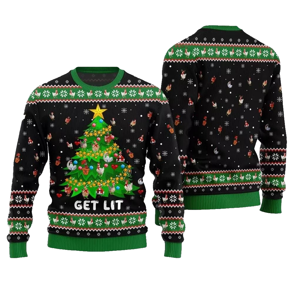 2026 Christmas Epic Chicken Ornament On Christmas Tree Ugly Christmas Sweater - Moonbestprint