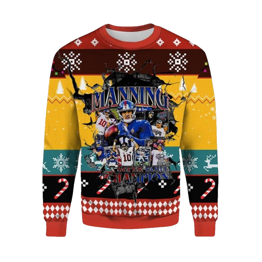 2026 Christmas Eli Manning NY Giants Ugly Christmas Sweater - Moonbestprint