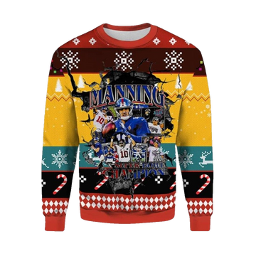 2026 Christmas Eli Manning NY Giants Ugly Christmas Sweater - Moonbestprint