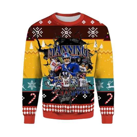 2026 Christmas Eli Manning NY Giants Ugly Christmas Sweater - Moonbestprint