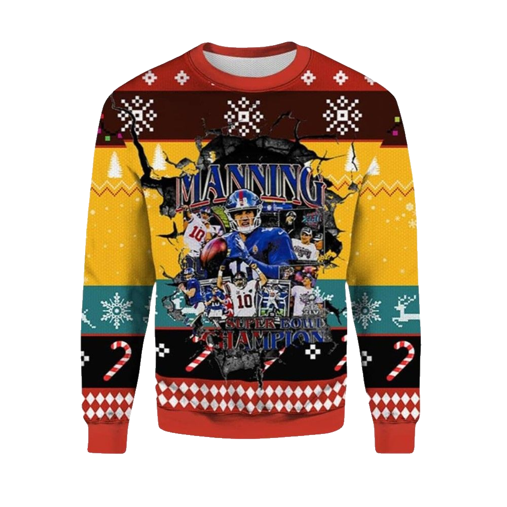 2026 Christmas Eli Manning NY Giants Ugly Christmas Sweater - Moonbestprint