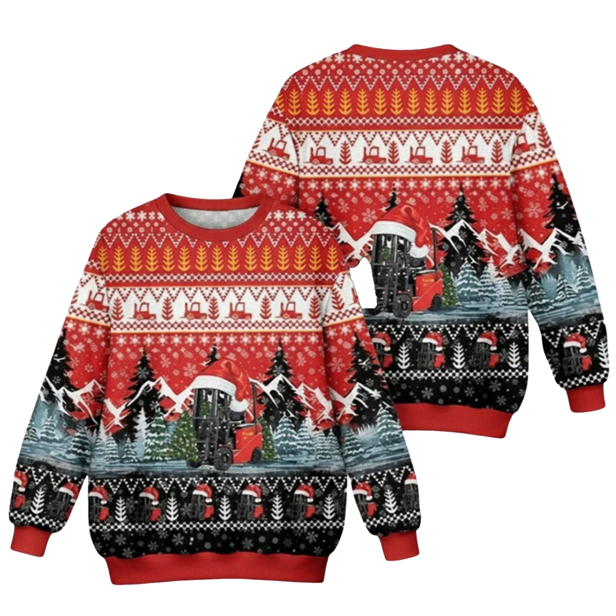 2026 Christmas Electric Forklift Ugly Christmas Sweater - Moonbestprint