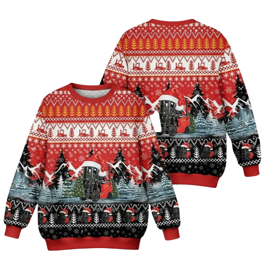 2026 Christmas Electric Forklift Ugly Christmas Sweater - Moonbestprint
