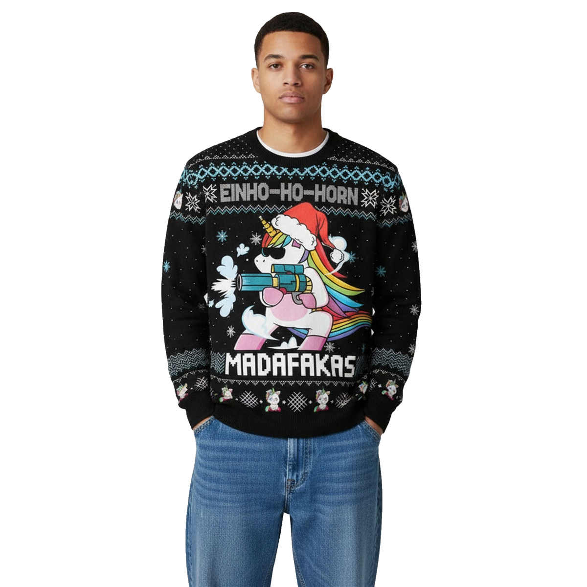 2026 Christmas Einho Ho Horn Madadakas Ugly Sweater - Moonbestprint
