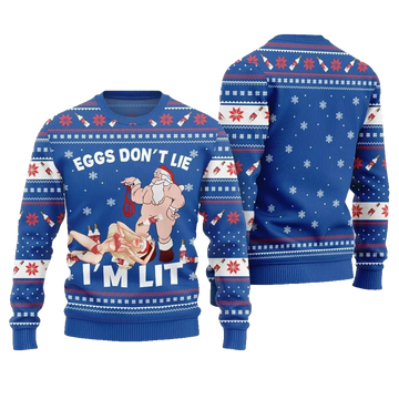 2026 Christmas Eggs Dont Lie Im Lit Naughty Ugly Christmas Sweater - Moonbestprint