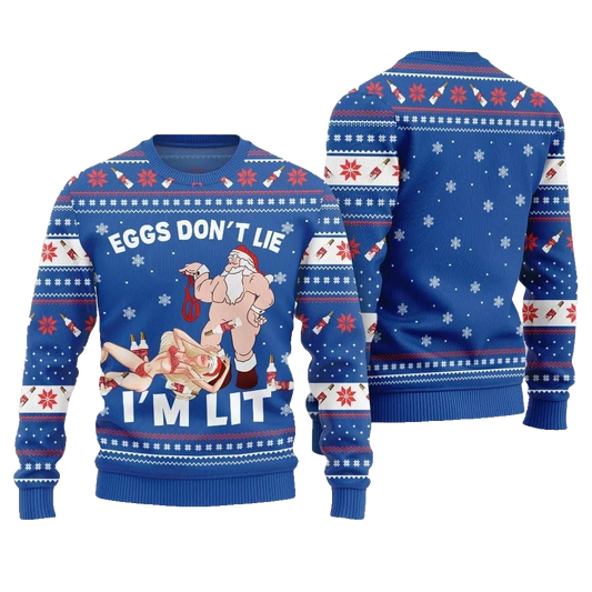 2026 Christmas Eggs Dont Lie Im Lit Naughty Ugly Christmas Sweater - Moonbestprint