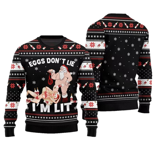 2026 Christmas Eggs Dont Lie Im Lit Naughty Ugly Christmas Sweater - Moonbestprint