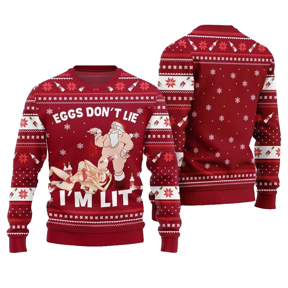 2026 Christmas Eggs Dont Lie Im Lit Naughty Ugly Christmas Sweater - Moonbestprint