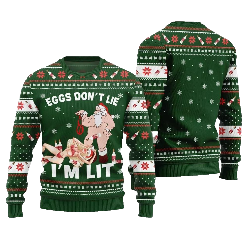 2026 Christmas Eggs Dont Lie Im Lit Naughty Ugly Christmas Sweater - Moonbestprint