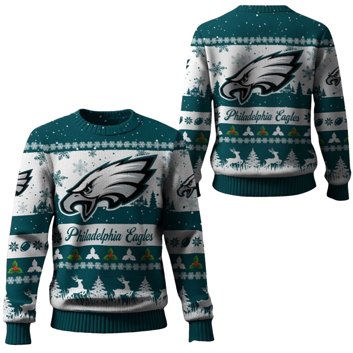 2025 Christmas Eagles Festive Reindeer Tree Ugly Sweater – Moonbestprint