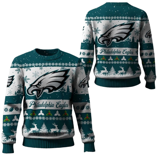 2025 Christmas Eagles Festive Reindeer Tree Ugly Sweater – Moonbestprint