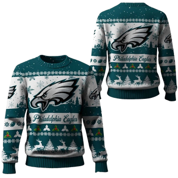 2026 Christmas Eagles Festive Reindeer Tree Ugly Sweater - Moonbestprint