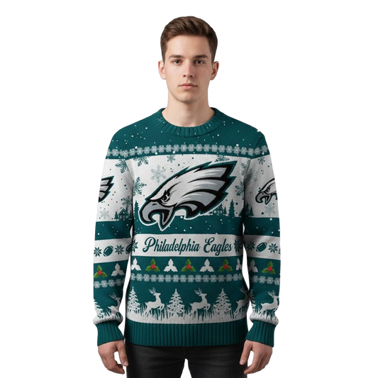 2026 Christmas Eagles Festive Reindeer Tree Ugly Sweater - Moonbestprint