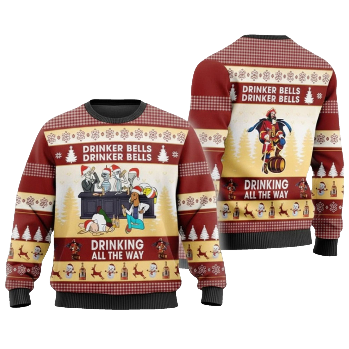 2026 Christmas Drinker Bells Captain Morgan Ugly Sweater - Moonbestprint