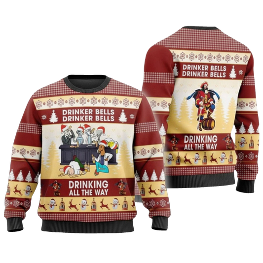 2026 Christmas Drinker Bells Captain Morgan Ugly Sweater - Moonbestprint