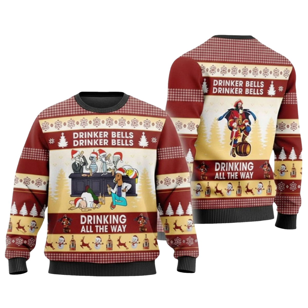 2026 Christmas Drinker Bells Captain Morgan Ugly Sweater - Moonbestprint
