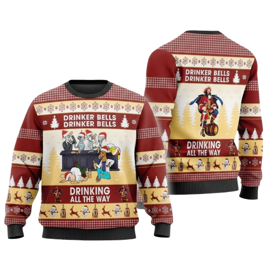 2026 Christmas Drinker Bells Captain Morgan Ugly Sweater - Moonbestprint