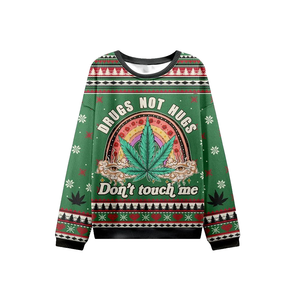2026 Christmas Drugs Not Hugs Don't Touch Me Ugly Christmas Sweater - Moonbestprint