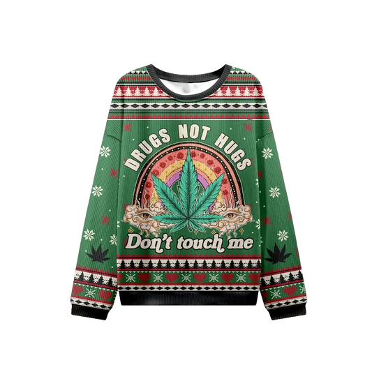 2026 Christmas Drugs Not Hugs Don't Touch Me Ugly Christmas Sweater - Moonbestprint