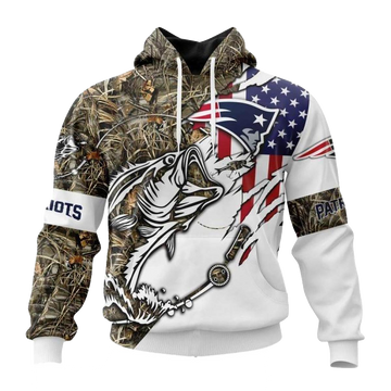 Personalized New England Patriots Fishing With Flag Of Usa AOP Hoodie - Moonbestprint