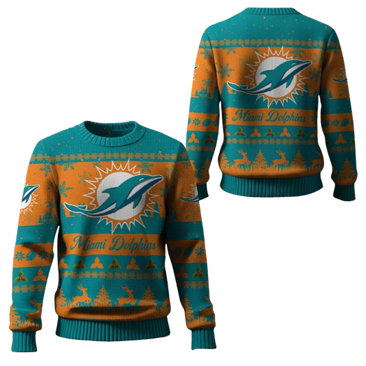 2025 Christmas Dolphins Festive Reindeer Tree Ugly Sweater – Moonbestprint