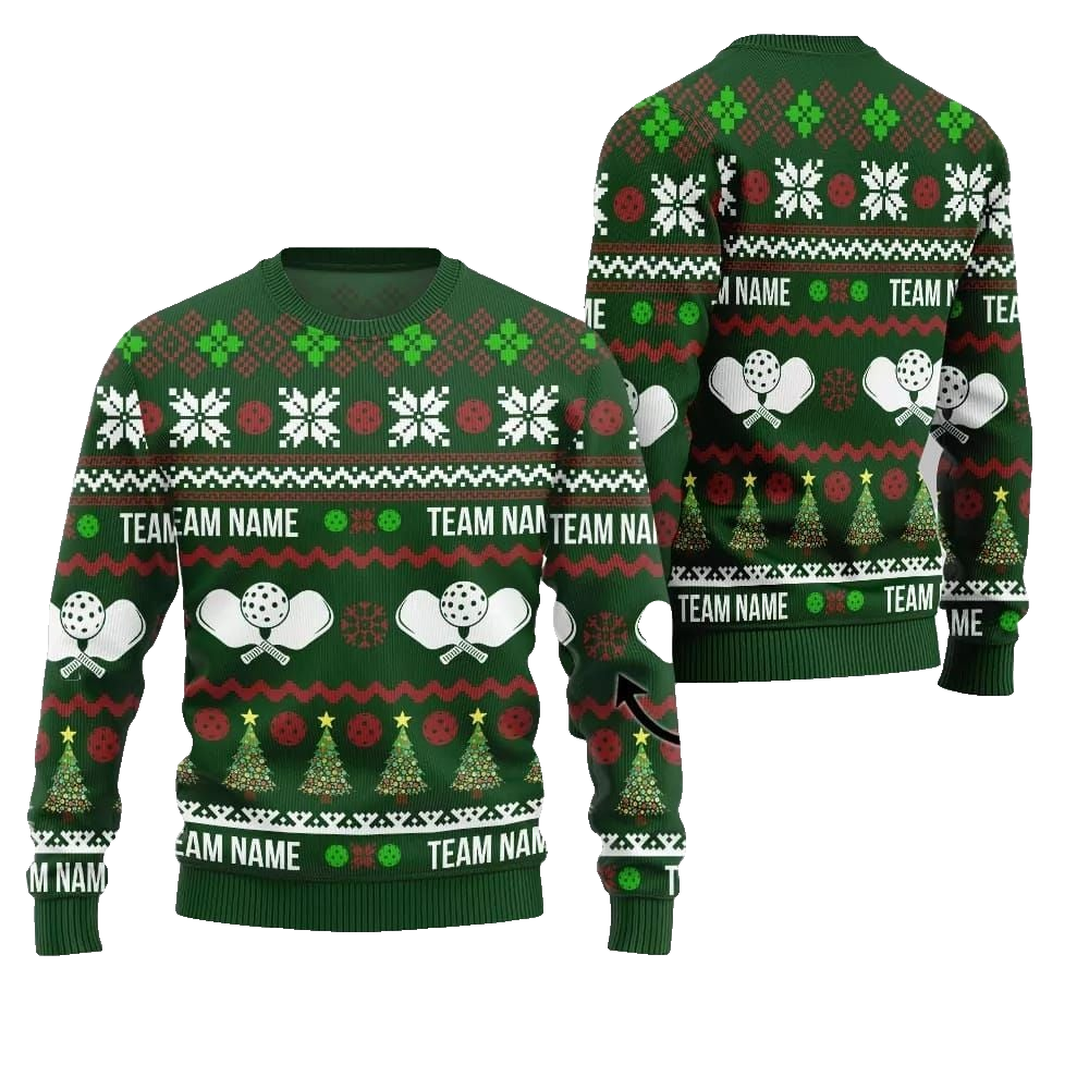 2026 Christmas Dominate The Dink Custom Team Name Pickleball Ugly Christmas Sweater - Moonbestprint