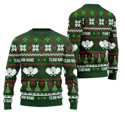 2026 Christmas Dominate The Dink Custom Team Name Pickleball Ugly Christmas Sweater - Moonbestprint
