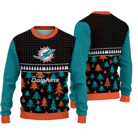 2026 Christmas Dolphins Ugly Sweater - Moonbestprint