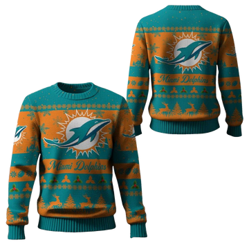 2026 Christmas Dolphins Festive Reindeer Tree Ugly Sweater - Moonbestprint
