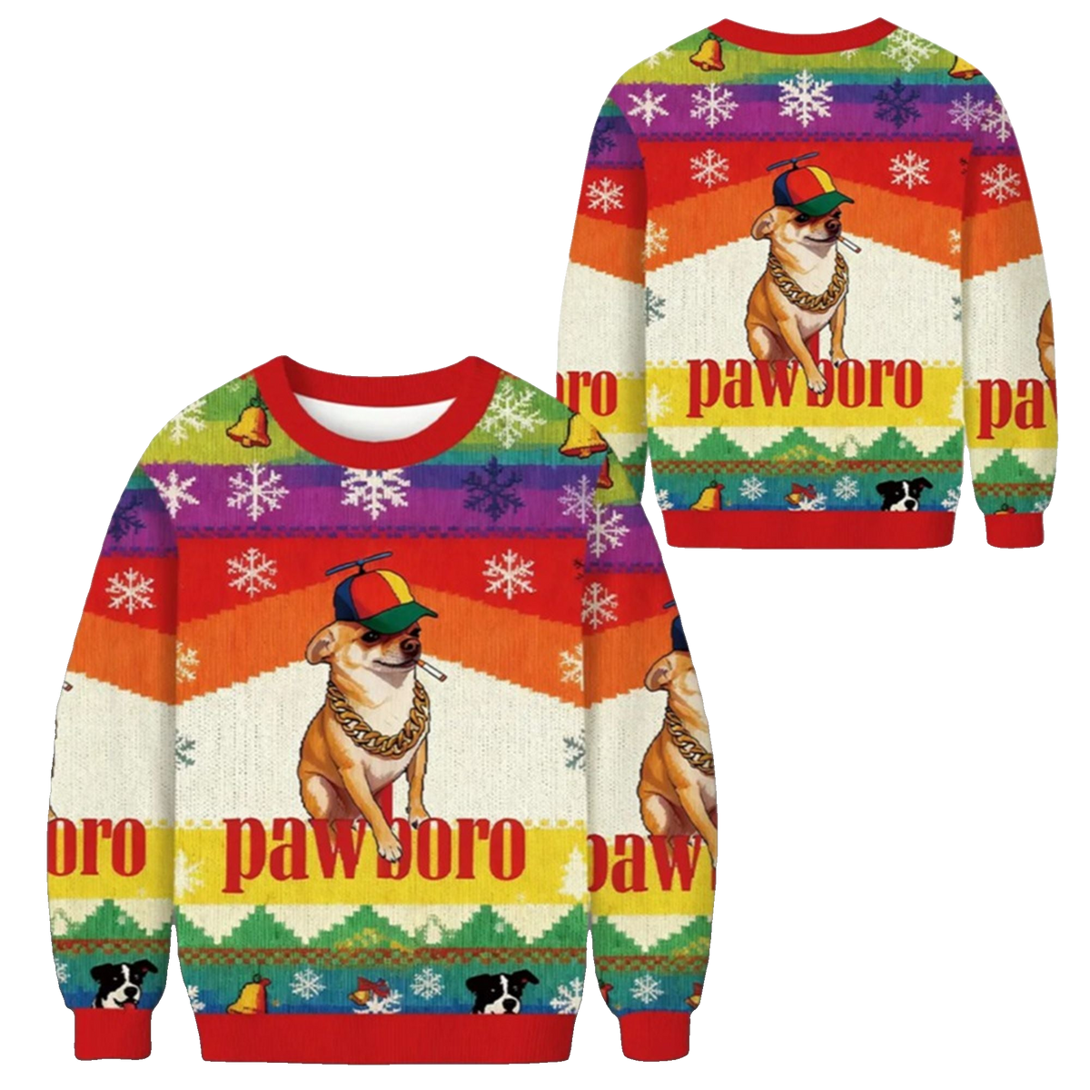 2026 Christmas Dog Smoking Meme Cigarette Ugly Sweater - Moonbestprint
