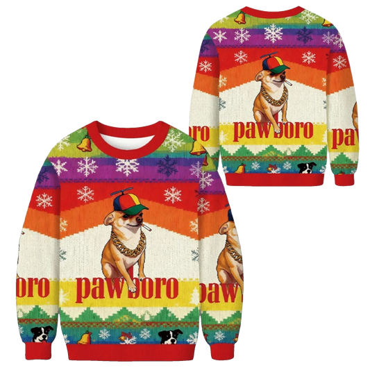 2026 Christmas Dog Smoking Meme Cigarette Ugly Sweater - Moonbestprint