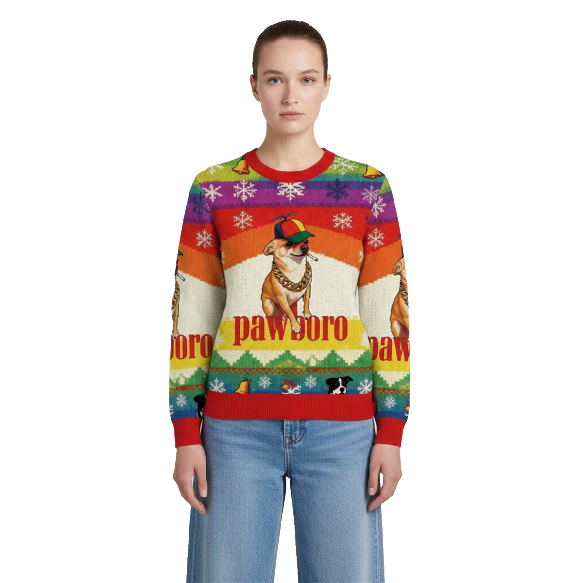 2026 Christmas Dog Smoking Meme Cigarette Ugly Sweater - Moonbestprint