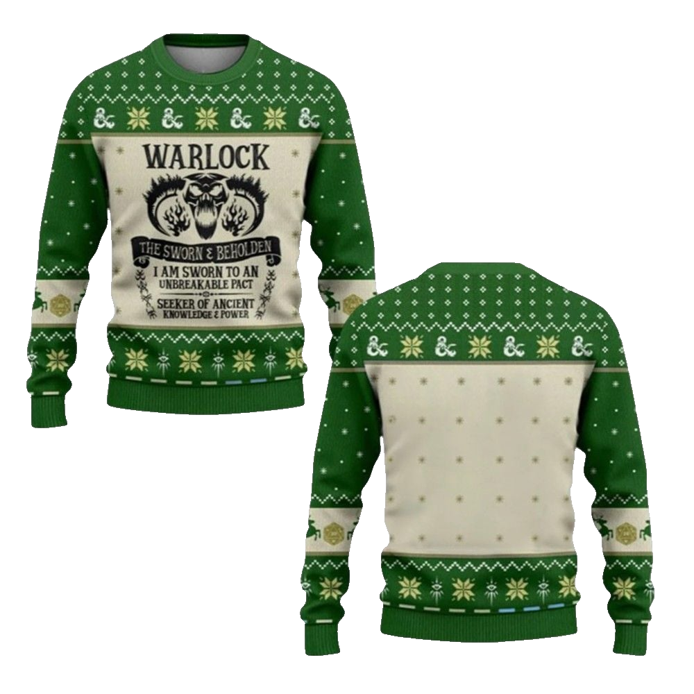 2026 Christmas DND Warlock The Sworn & Beholden Ugly Sweater - Moonbestprint