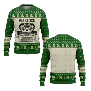 2026 Christmas DND Warlock The Sworn & Beholden Ugly Sweater - Moonbestprint