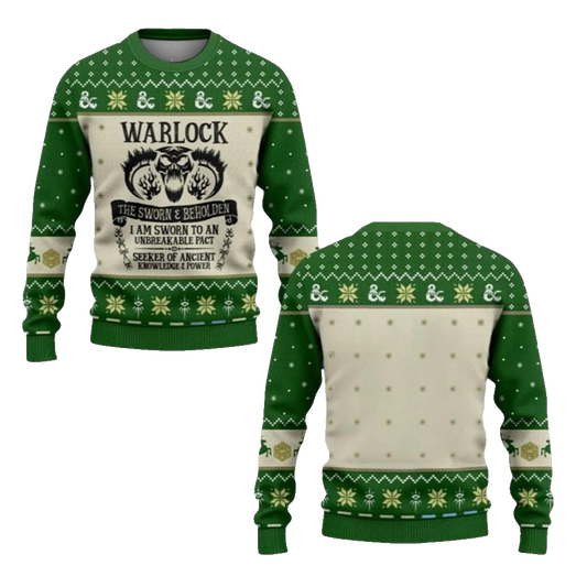 2026 Christmas DND Warlock The Sworn & Beholden Ugly Sweater - Moonbestprint