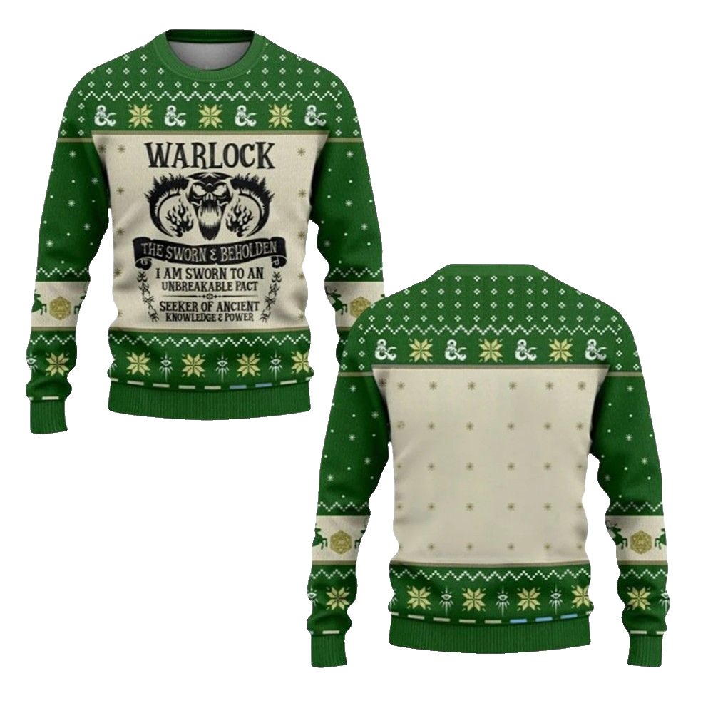 2026 Christmas DND Warlock The Sworn & Beholden Ugly Sweater - Moonbestprint