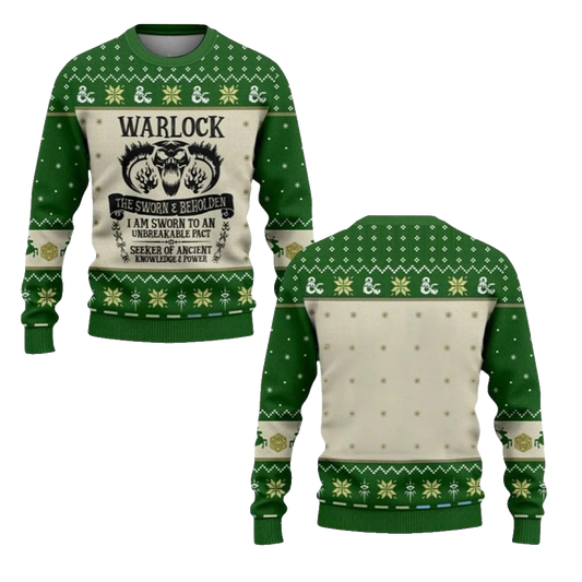 2026 Christmas DND Warlock The Sworn & Beholden Ugly Sweater - Moonbestprint