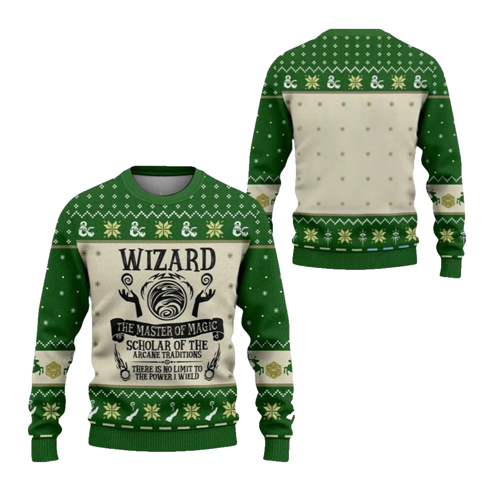 2026 Christmas DnD Wizard The Master Of Magic Ugly Sweater - Moonbestprint