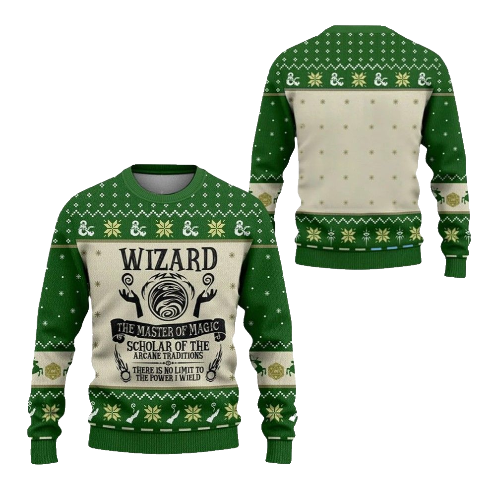 2026 Christmas DnD Wizard The Master Of Magic Ugly Sweater - Moonbestprint