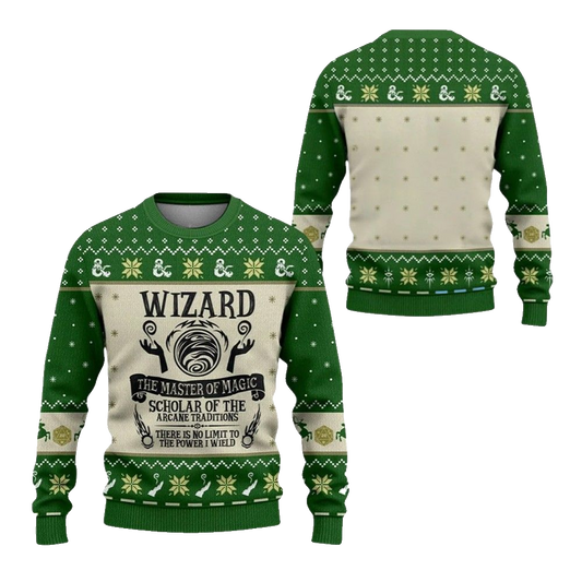 2026 Christmas DnD Wizard The Master Of Magic Ugly Sweater - Moonbestprint